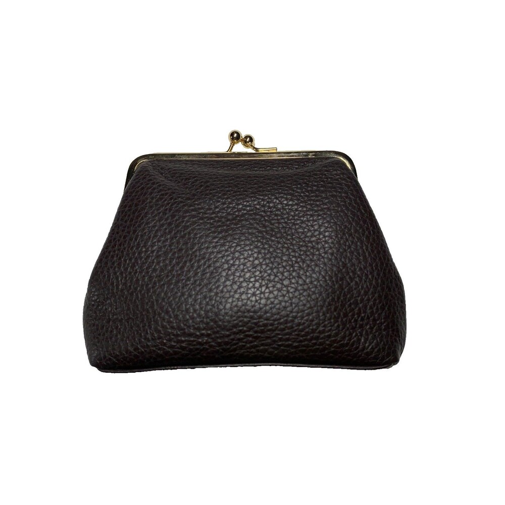 Dooney Bourke Pebbled Leather Kiss lock Coin Purse Framed Dark Brown 6" x 5"x1" - Picture 8 of 8
